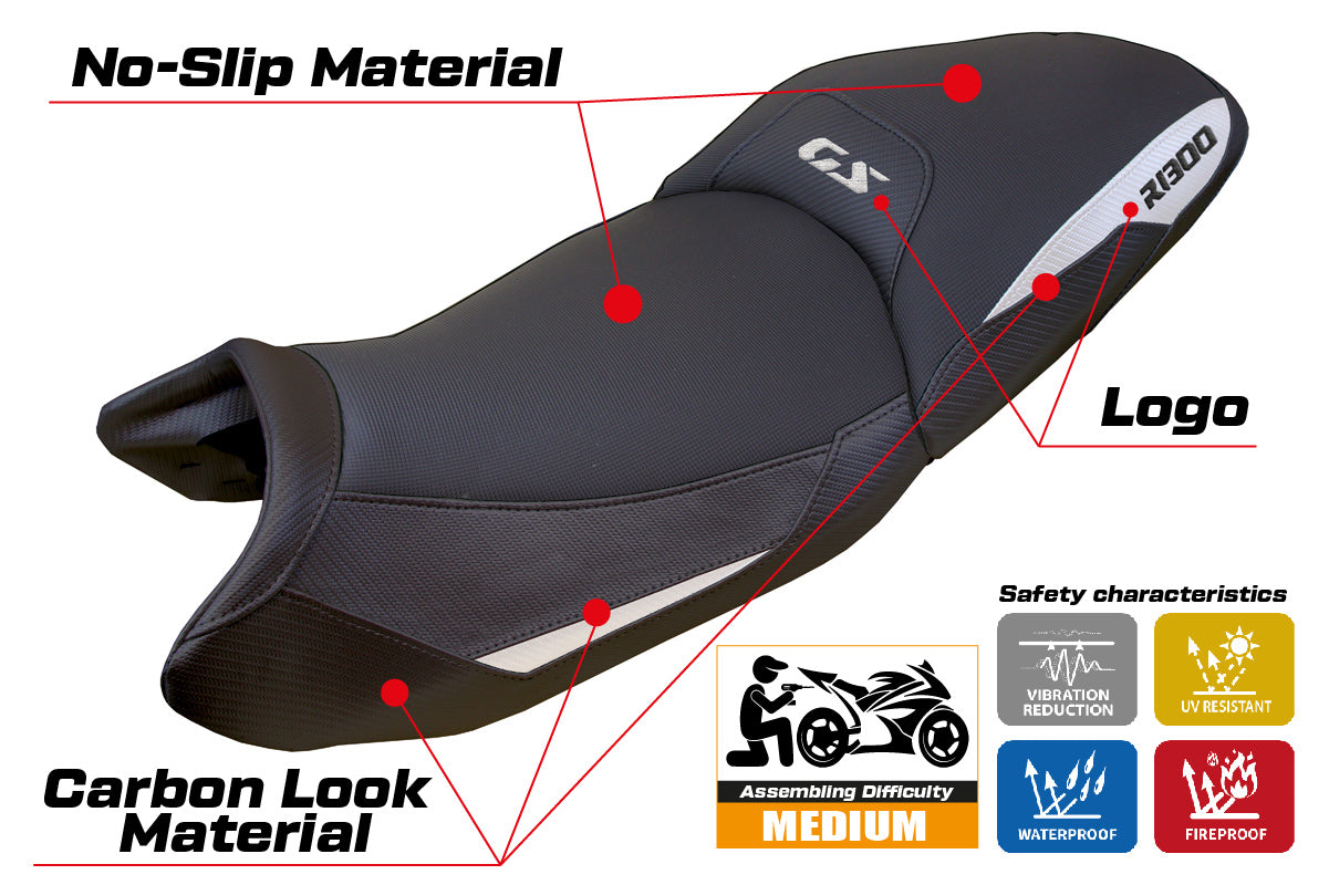 BMW R1300GS 2023-2025 Touring Seat Cover Tappezzeria Italia in White Black