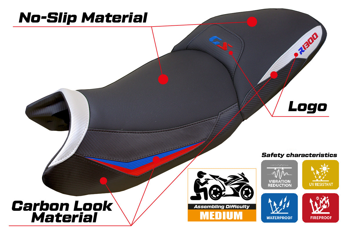 BMW R1300GS 2023-2025 Touring Seat Cover Tappezzeria Italia in White Red and Blue