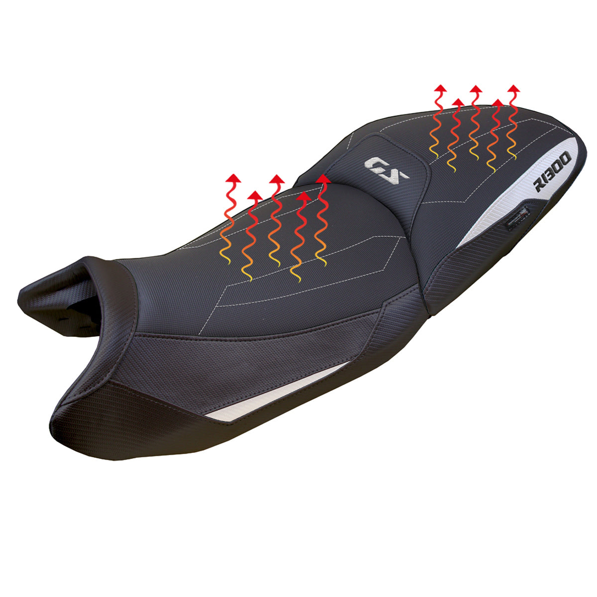 BMW R1300GS 2023-2025 Seat Cover Tappezzeria Italia Comfort Heated in White and Black