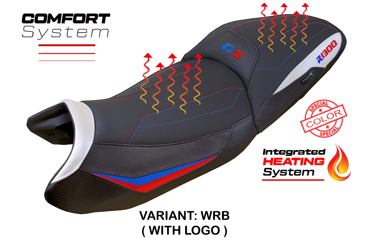 BMW R1300GS 2023-2025 Seat Cover Tappezzeria Italia Comfort Heated in White, Red, and Blue