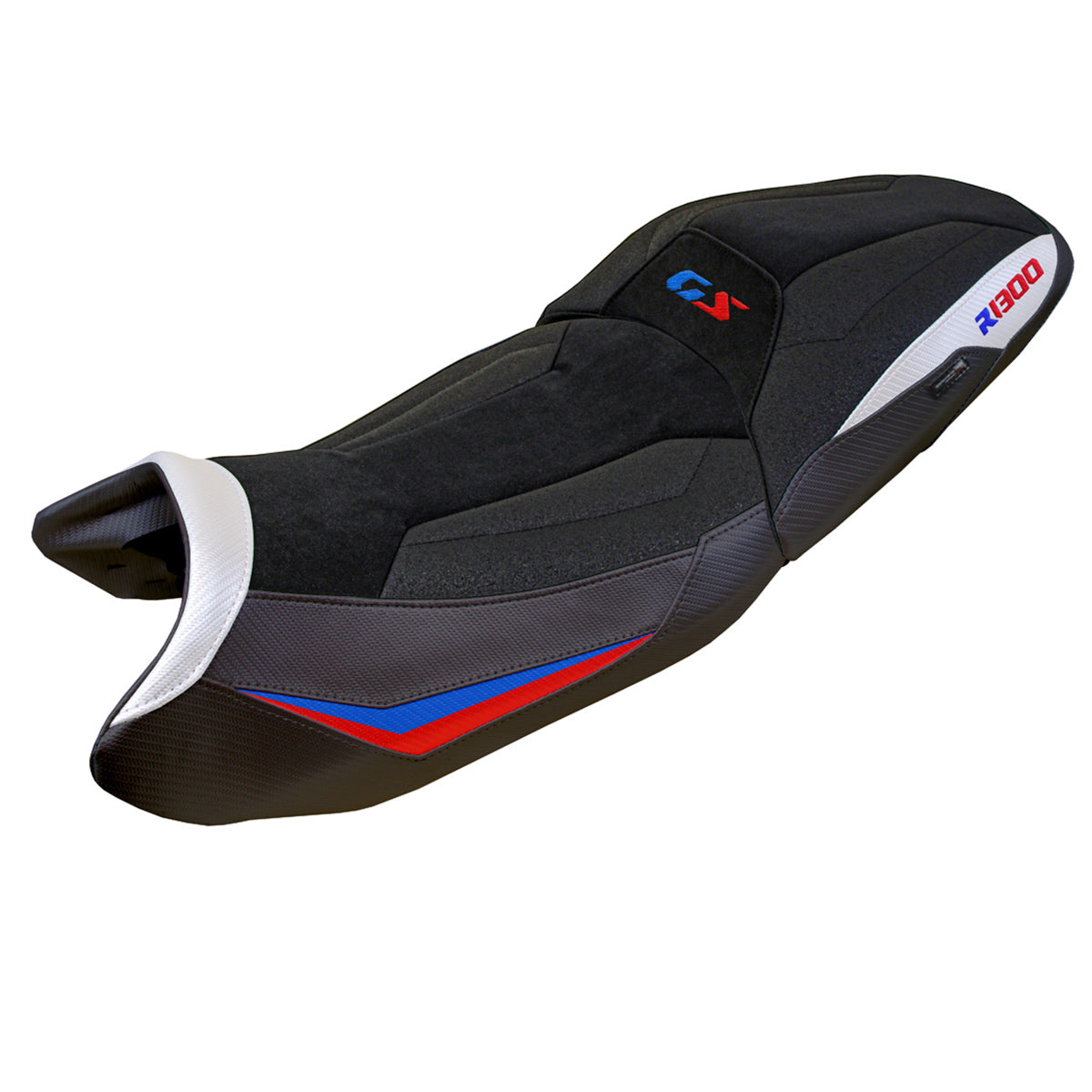 BMW R1300GS 2023-2025 Touring Seat Cover Tappezzeria Italia Ultragrip in White Red and Blue