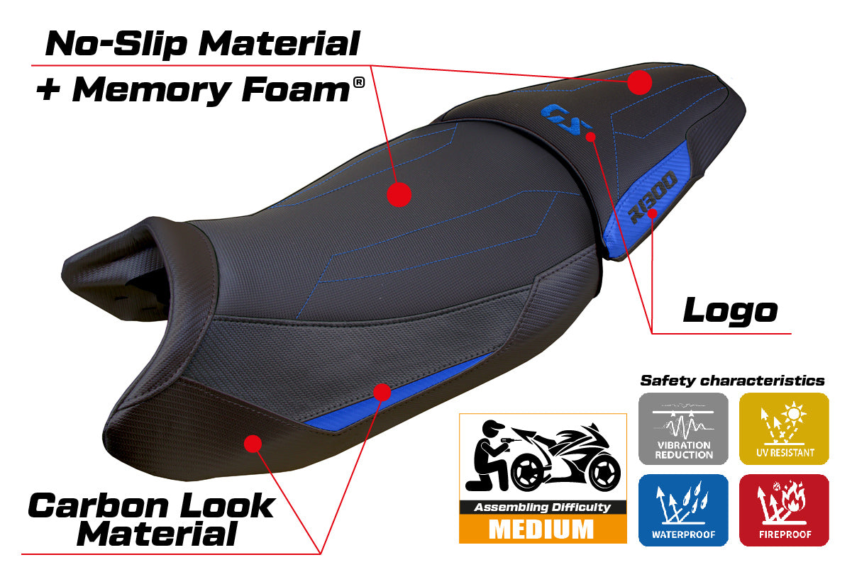 BMW R1300GS 2023-2025 Standard Seat Cover Tappezzeria Italia Comfort in Blue and Black