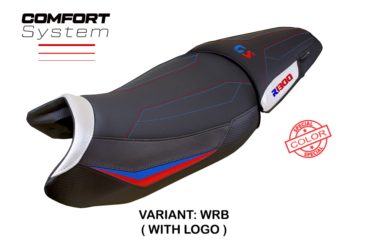 BMW R1300GS 2023-2025 Standard Seat Cover Tappezzeria Italia Comfort in White Red and Blue