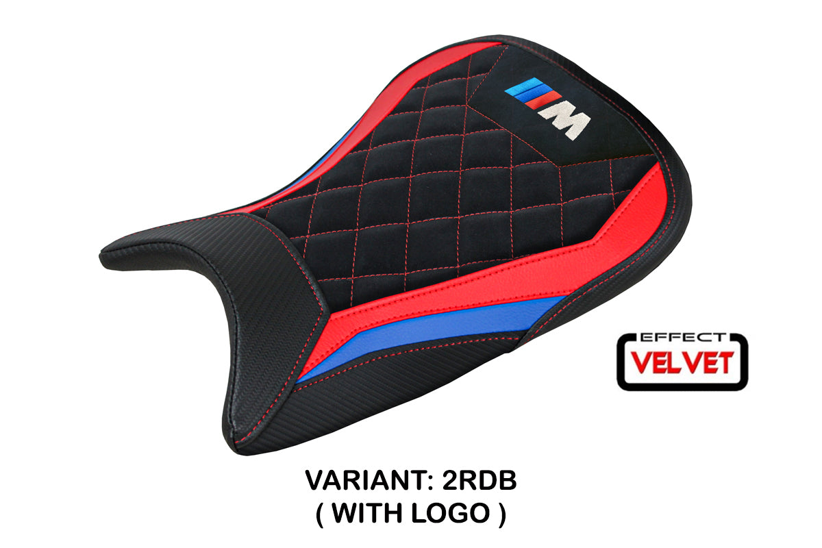 BMW M1000R 2022-2025 Seat Cover Tappezzeria Italia in Red, Blue and Black Velvet
