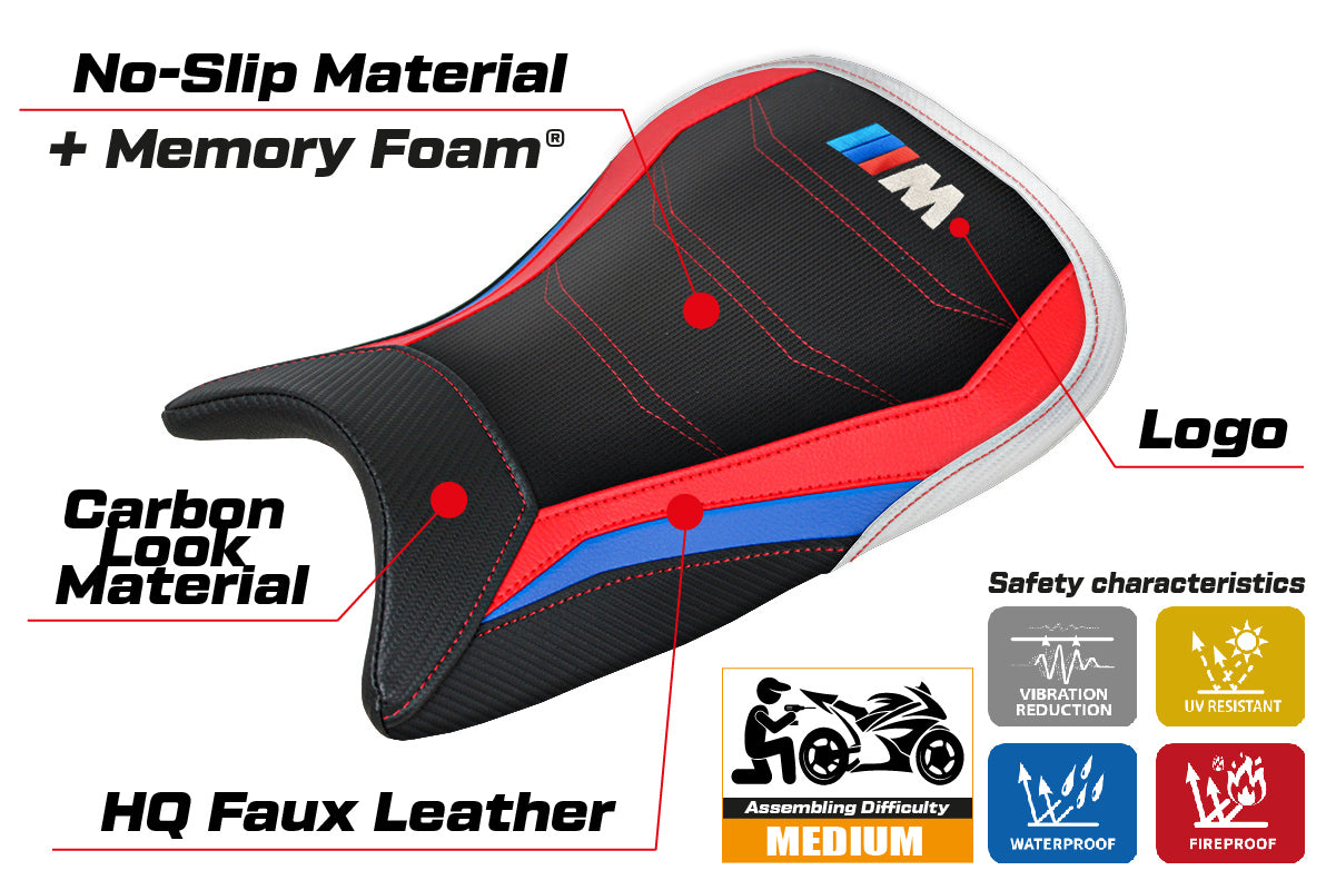 BMW M1000R 2022-2025 Seat Cover Tappezzeria Italia Comfort in Red, Blue, White and Black