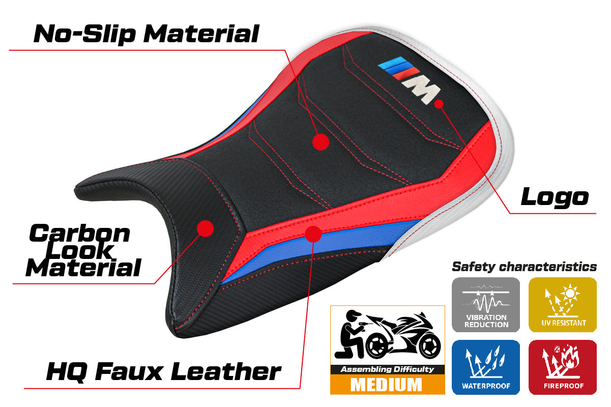 BMW M1000R 2022-2025 Seat Cover Tappezzeria Italia Ultragrip in Red, Blue, White and Black