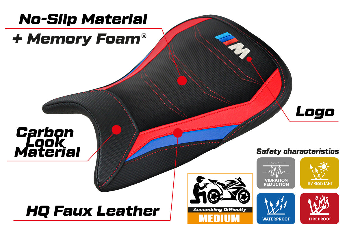BMW M1000RR 2021-2022 Seat Cover Tappezzeria Italia Comfort in Red, Blue and Black