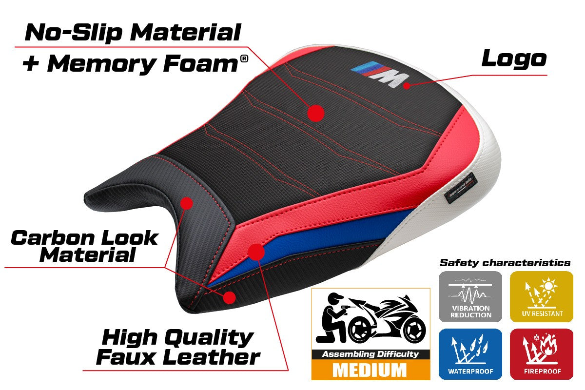 BMW M1000RR 2023-2025 Seat Cover Tappezzeria Comfort Red White Blue Black