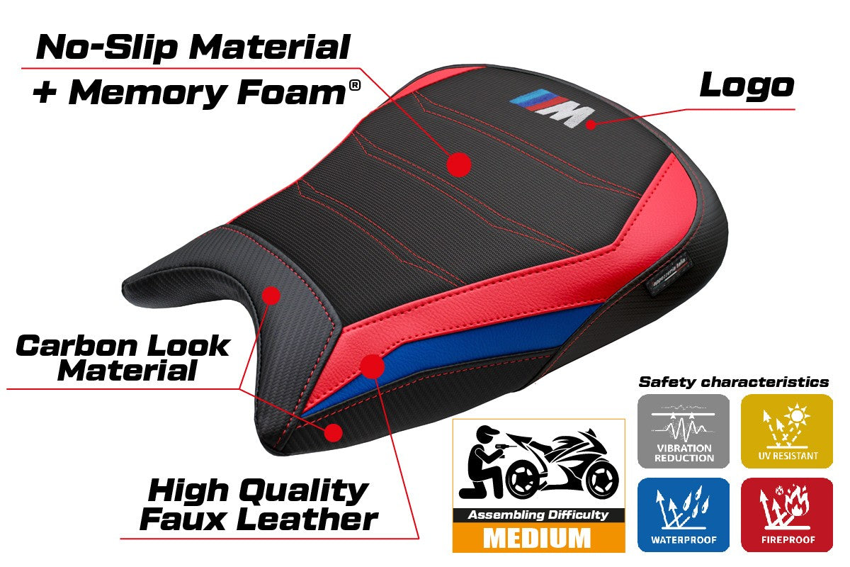 BMW M1000RR 2023-2025 Seat Cover Tappezzeria Comfort Blue Red Black