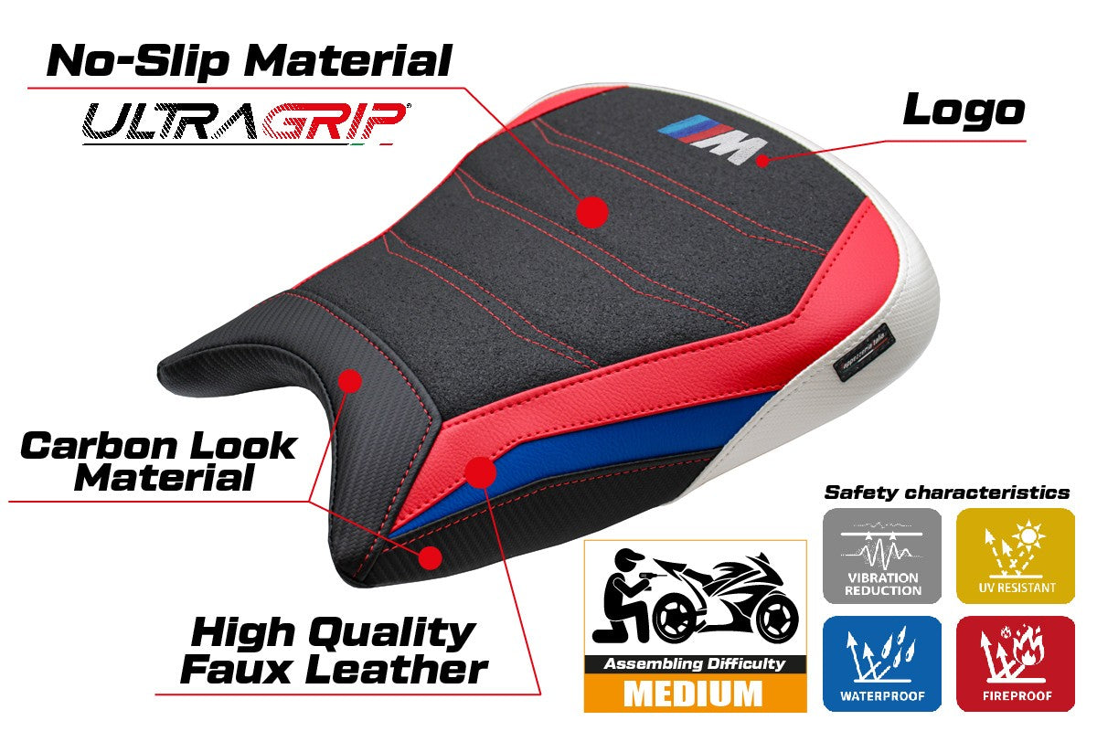BMW M1000RR 2023-2025 Seat Cover Tappezzeria Ultragrip Red White Blue Black