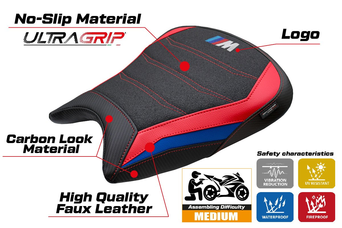 BMW M1000RR 2023-2025 Seat Cover Tappezzeria Ultragrip Blue Red Black