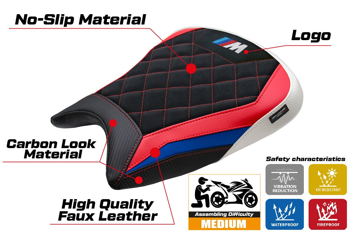 BMW M1000RR 2023-2025 Seat Cover Tappezzeria Velvet Red Blue White Black