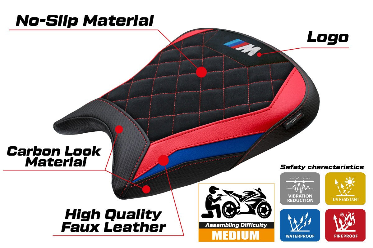 BMW M1000RR 2023-2025 Seat Cover Tappezzeria Velvet Blue Red Black