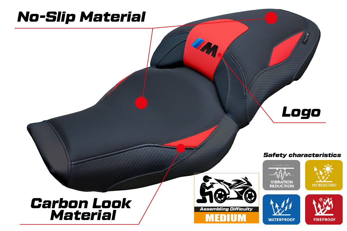 BMW M1000XR 2024-2025 Seat Cover Tappezzeria Italia in Red and Black