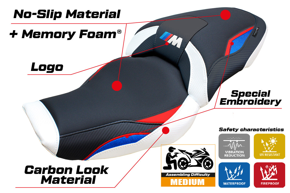 BMW M1000XR 2024-2025 Seat Cover Tappezzeria Italia Comfort in Red Blue White and Black