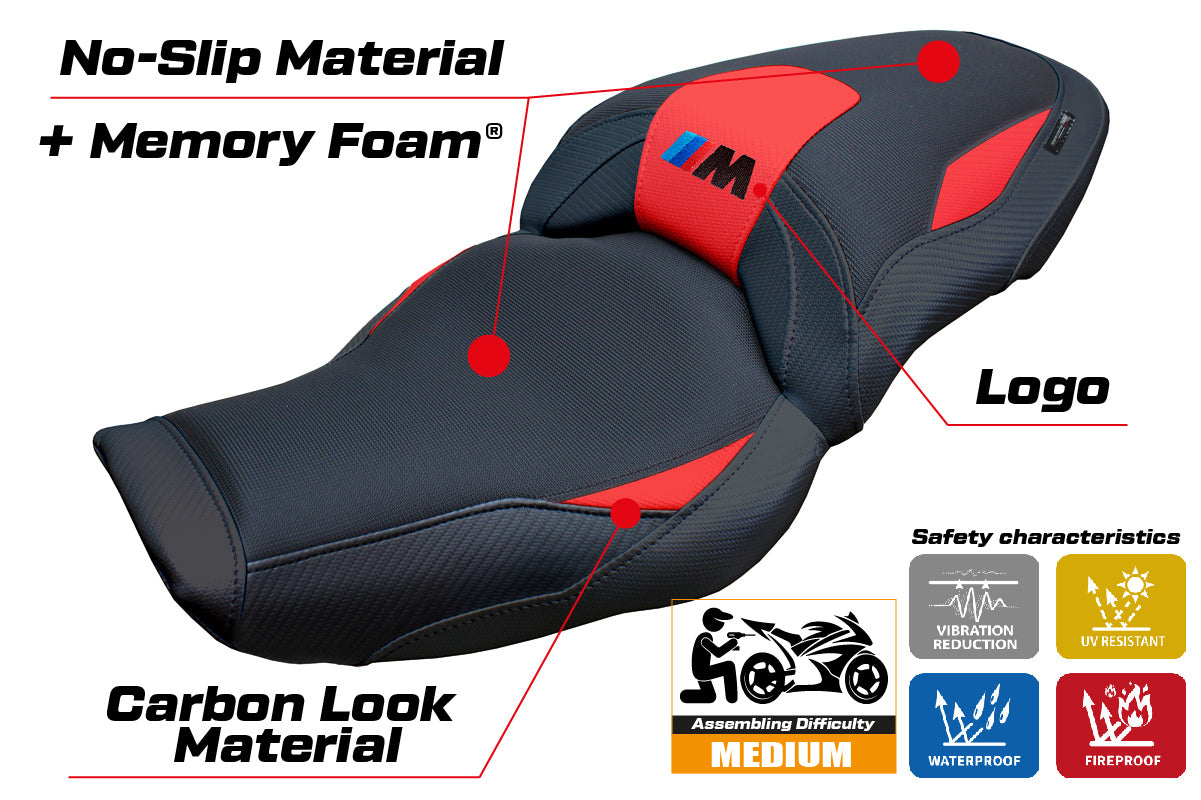 BMW M1000XR 2024-2025 Seat Cover Tappezzeria Italia Comfort in Red and Black