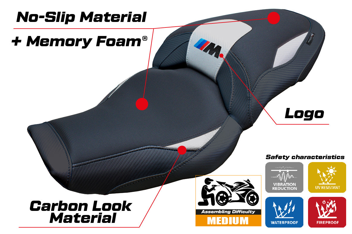 BMW M1000XR 2024-2025 Seat Cover Tappezzeria Italia Comfort in Silver and Black