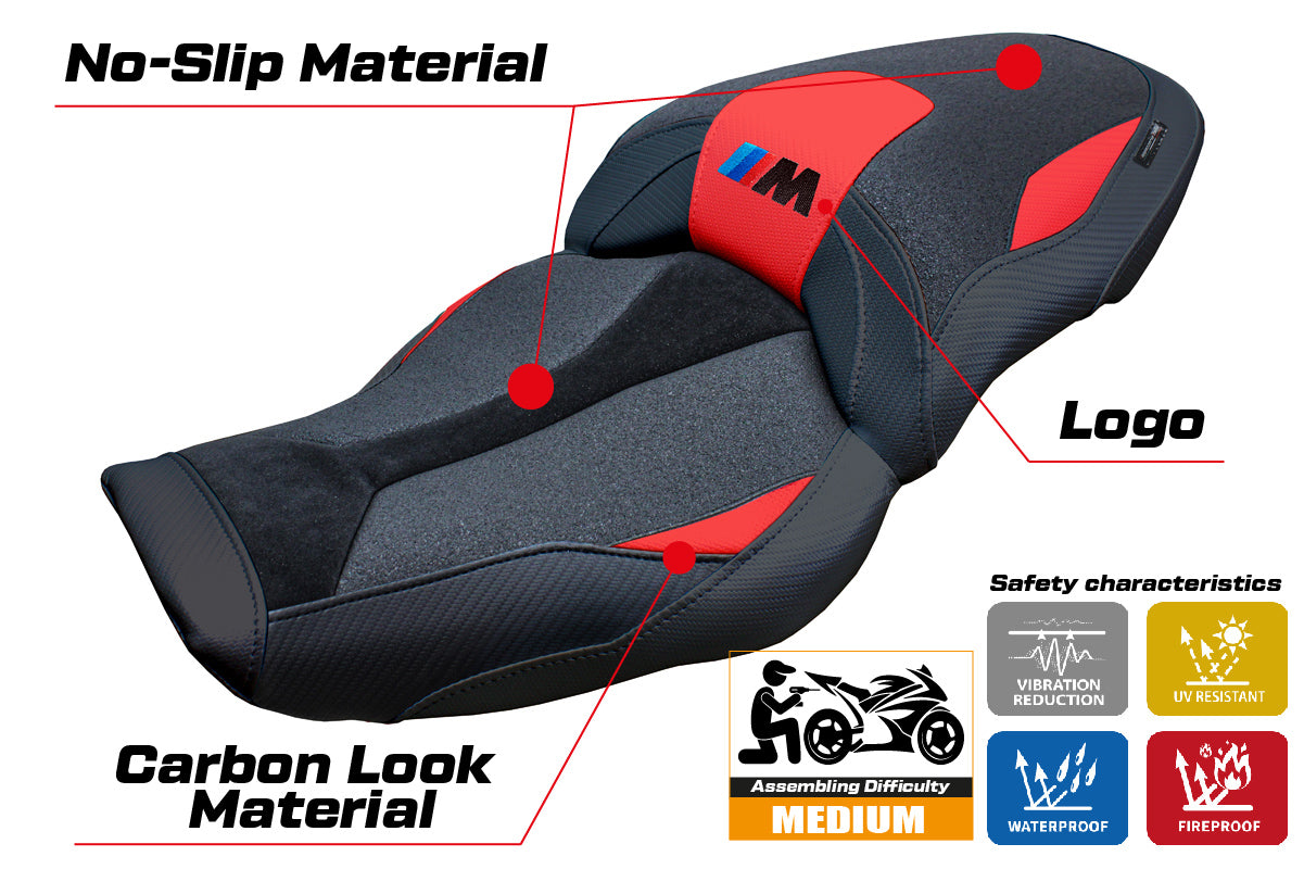 BMW M1000XR 2024-2025 Seat Cover Tappezzeria Italia Ultragrip in Red and Black