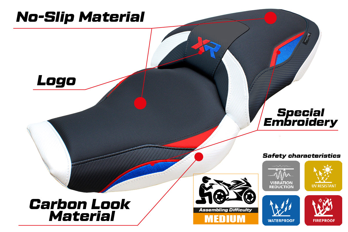 BMW S1000XR 2024-2025 Seat Cover Tappezzeria Italia in Red Blue White and Black