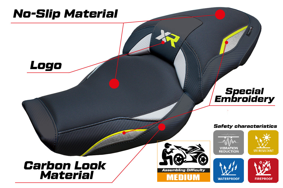 BMW S1000XR 2024-2025 Seat Cover Tappezzeria Italia in Silver Yellow and Black