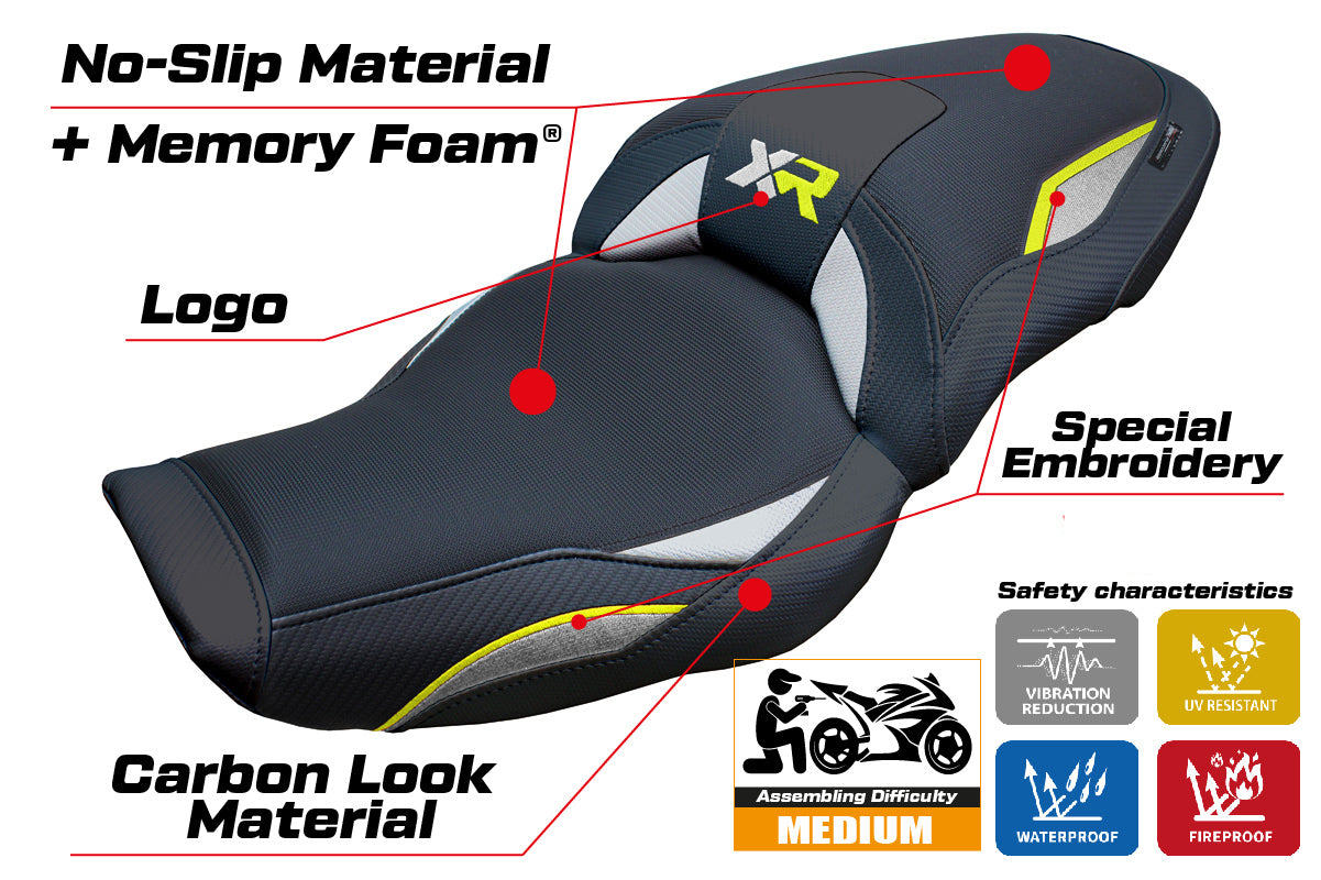 BMW S1000XR 2024-2025 Seat Cover Tappezzeria Italia Comfort in Silver Yellow and Black