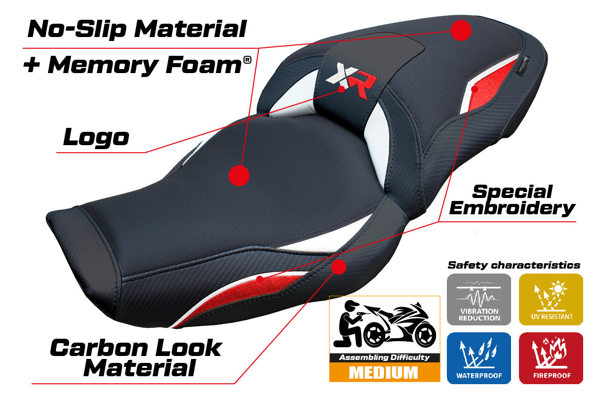BMW S1000XR 2024-2025 Seat Cover Tappezzeria Italia Comfort in White Red and Black