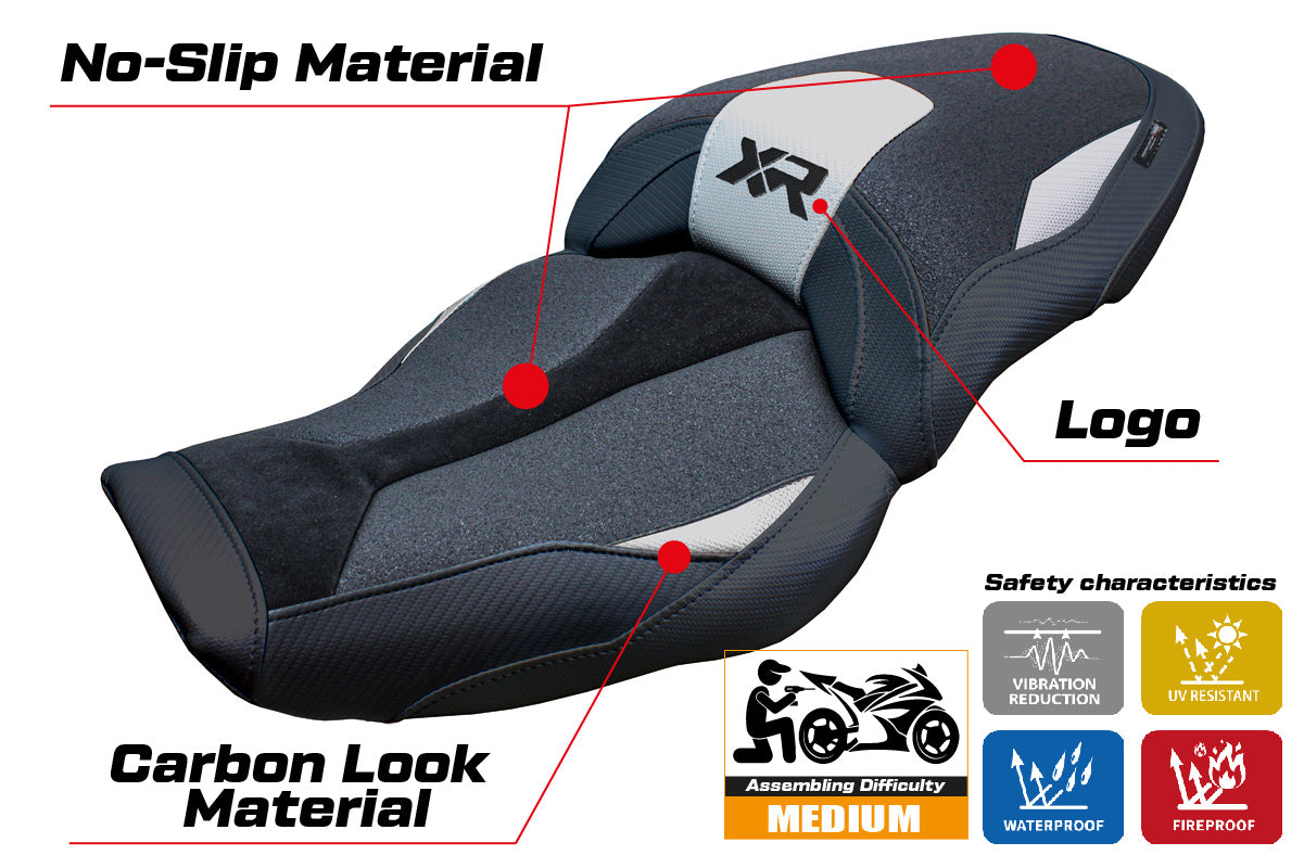 BMW S1000XR 2024-2025 Seat Cover Tappezzeria Italia Ultragrip in Silver and Black