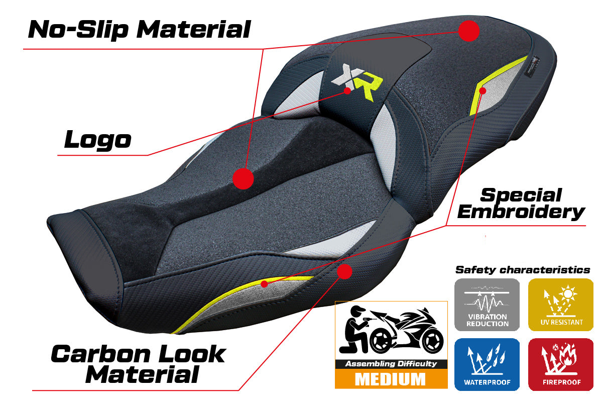 BMW S1000XR 2024-2025 Seat Cover Tappezzeria Italia Ultragrip in Silver Yellow and Black