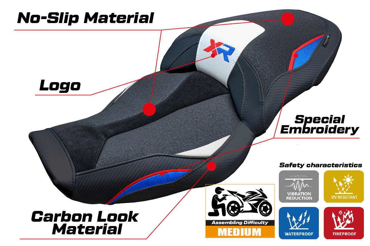 BMW S1000XR 2024-2025 Seat Cover Tappezzeria Italia Ultragrip in White Red Blue and Black