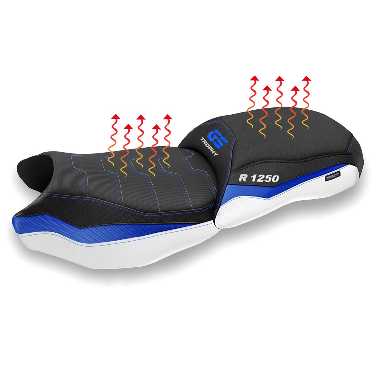 BMW R1250GS 2019-2023 Comfort Heated Seat Cover Tappezzeria Italia in Blue White