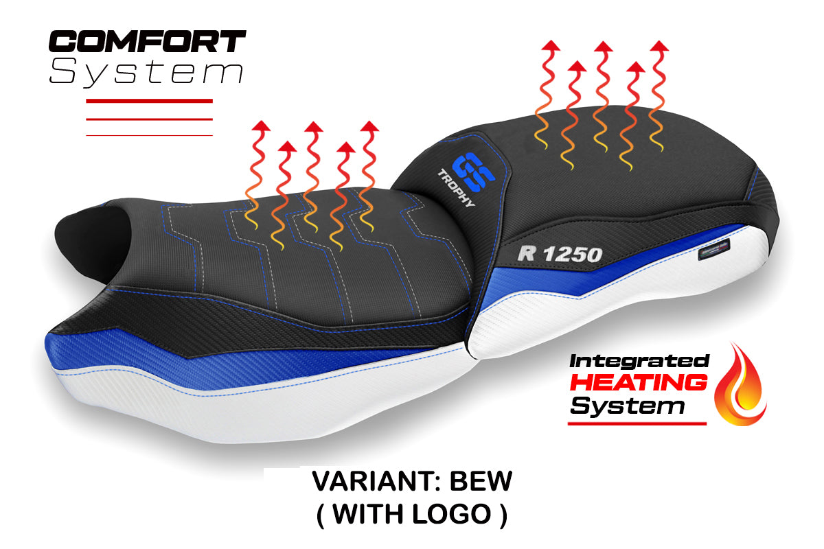 BMW R1250GS 2019-2023 Comfort Heated Seat Cover Tappezzeria Italia in Blue White