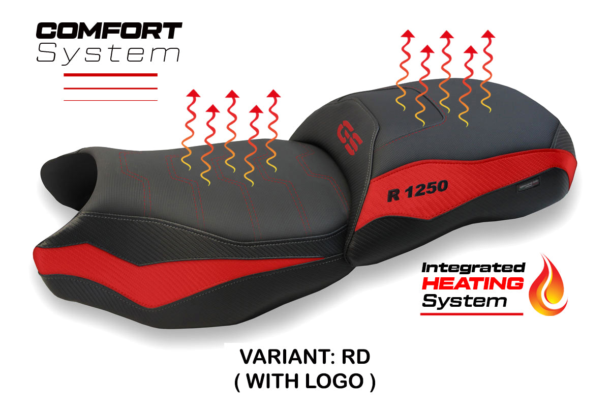 BMW R1250GS 2019-2023 Comfort Heated Seat Cover Tappezzeria Italia in Red and Black