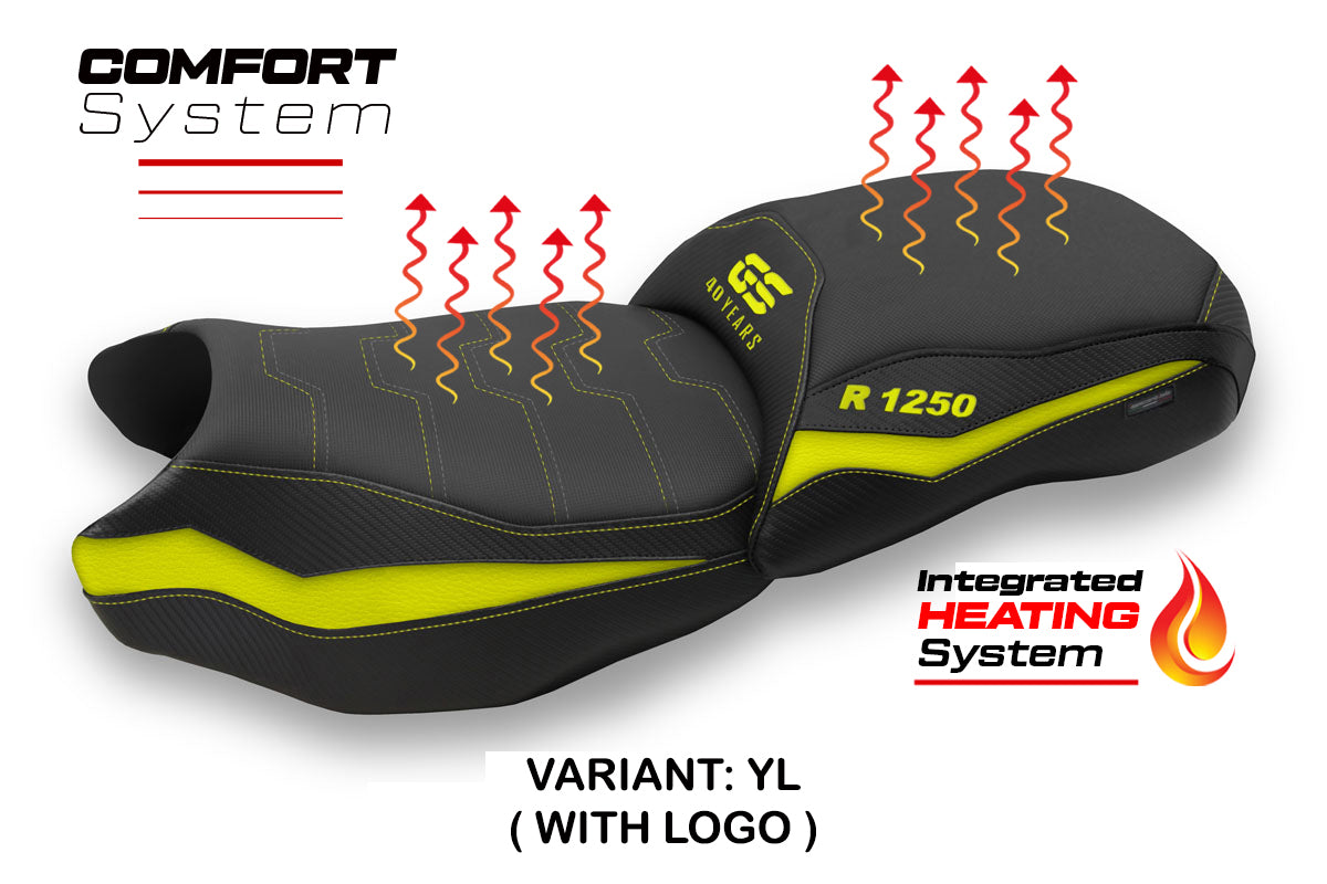 BMW R1250GS 2019-2023 Comfort Heated Seat Cover Tappezzeria Italia in Yellow Black