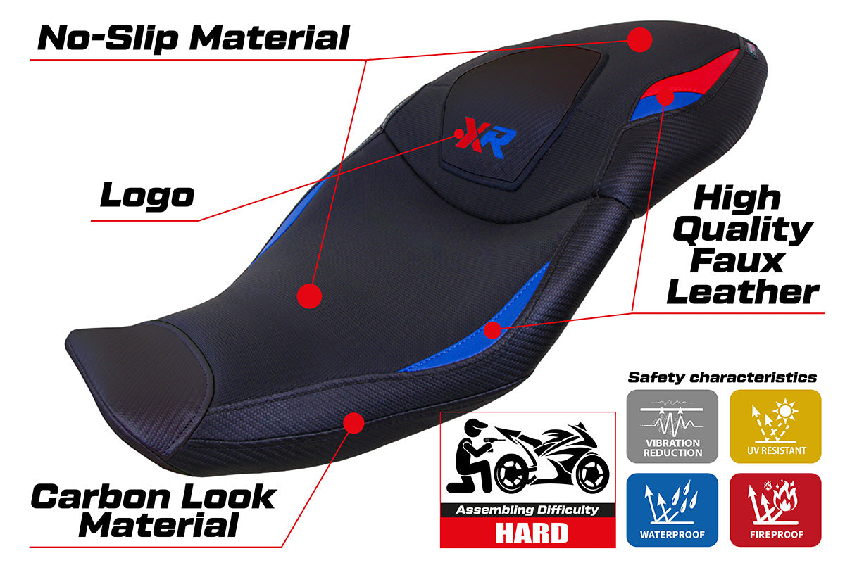 BMW S1000XR 2020-2023 Seat Cover Tappezzeria Italia in Red, Blue and Black