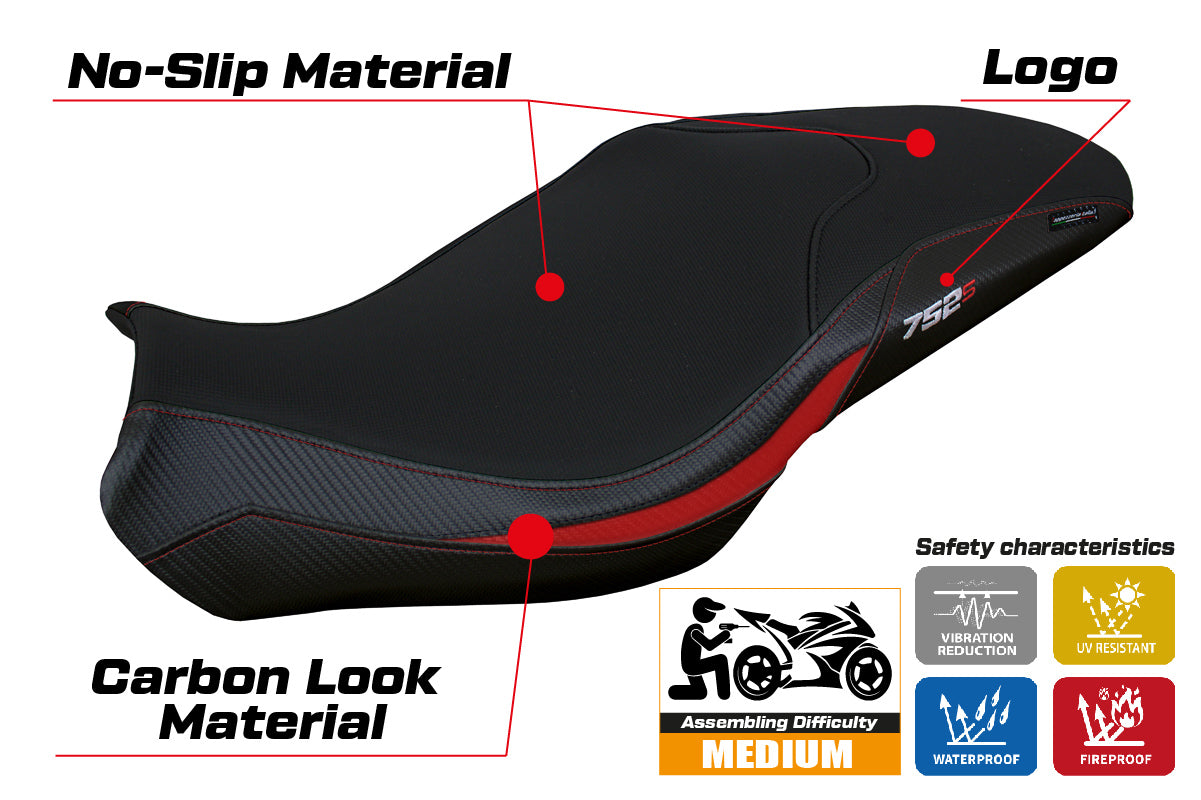 Benelli 752S 2019-2025 Seat Cover Tappezzeria Italia in Red and Black