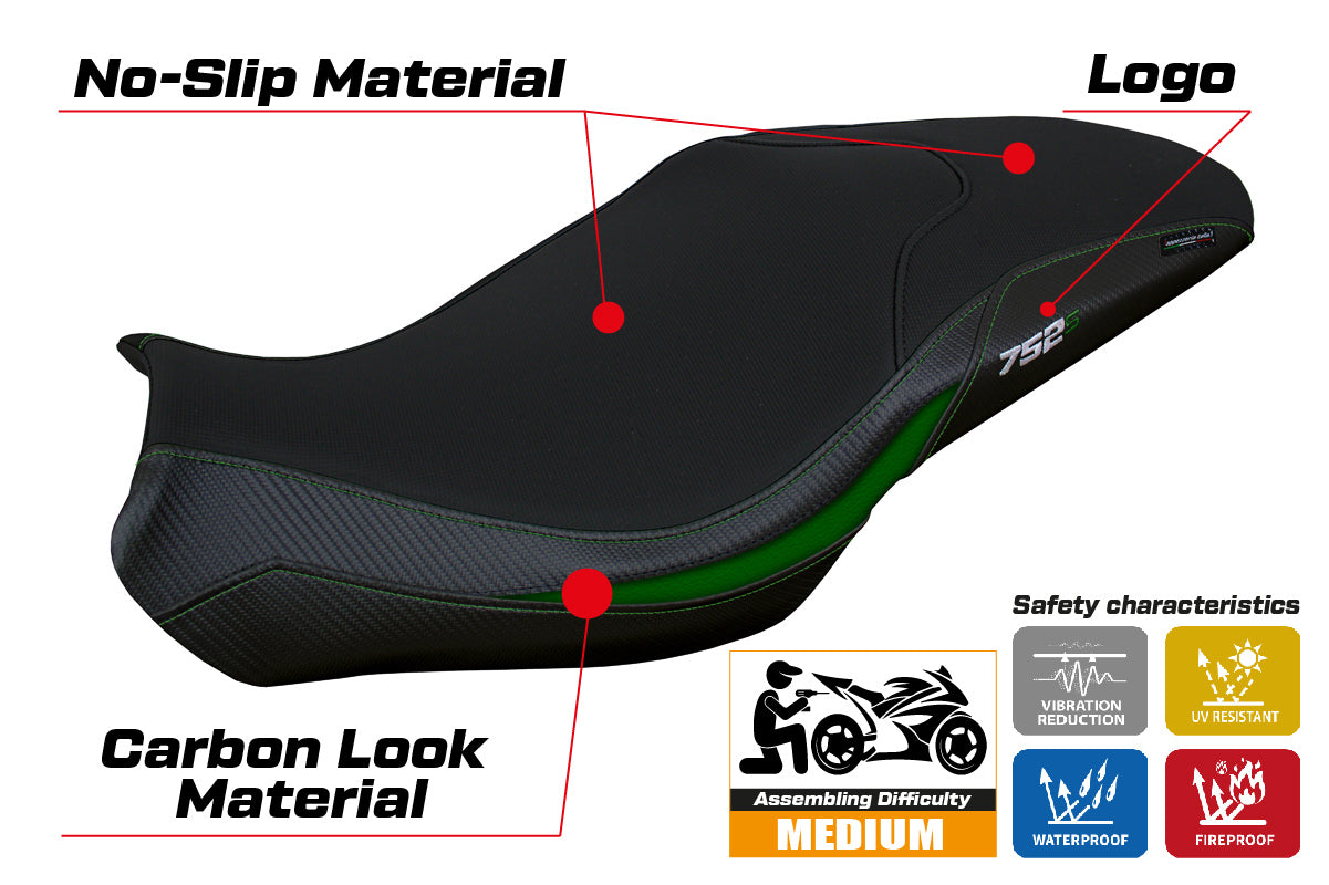 Benelli 752S 2019-2025 Seat Cover Tappezzeria Italia in Green and Black