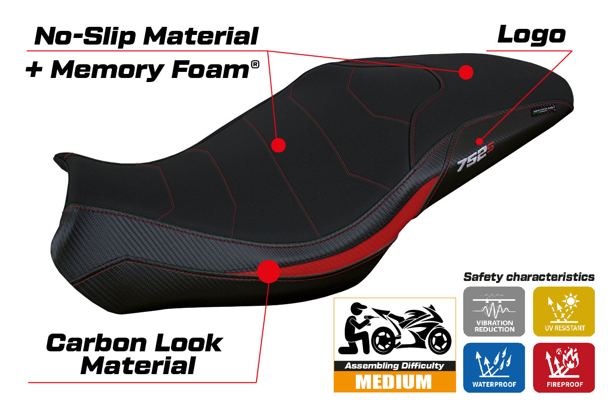 Benelli 752S 2019-2025 Seat Cover Tappezzeria Italia Comfort in Red and Black