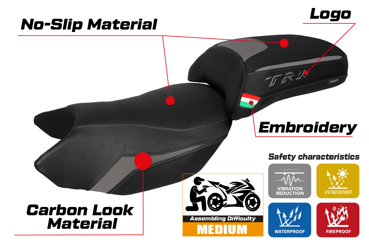 Benelli TRK 502 2017-2025 Seat Cover Tappezzeria Italia in Grey Black