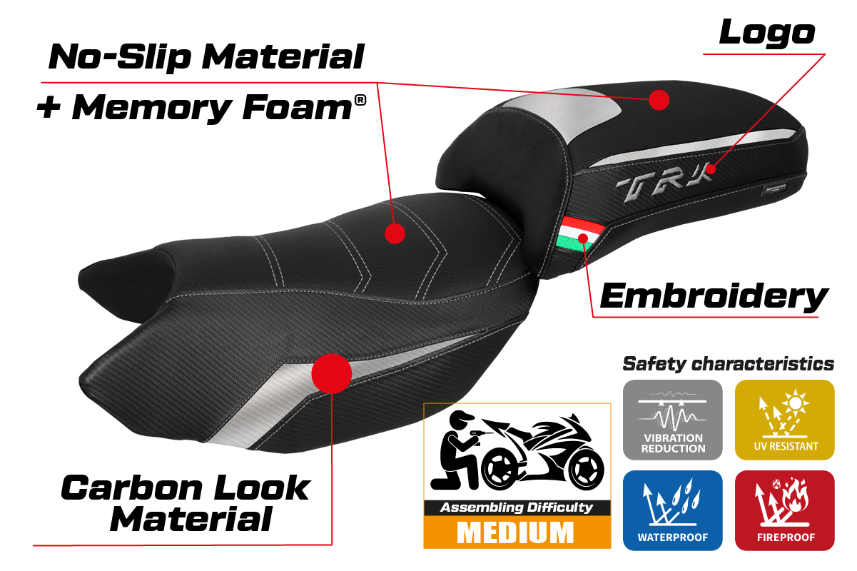 Benelli TRK 502 2017-2025 Seat Cover Tappezzeria Italia Comfort in Silver