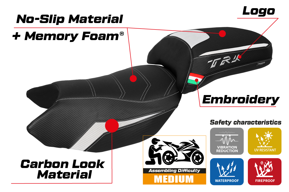 Benelli TRK 502 2017-2025 Seat Cover Tappezzeria Italia Comfort in White