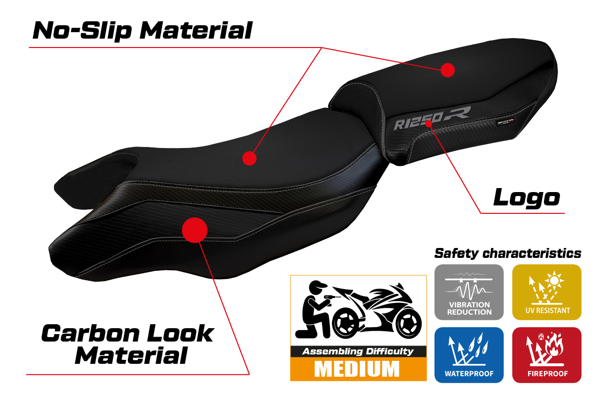 BMW R1250R 2019-2025 Seat Cover Tappezzeria Italia in Black