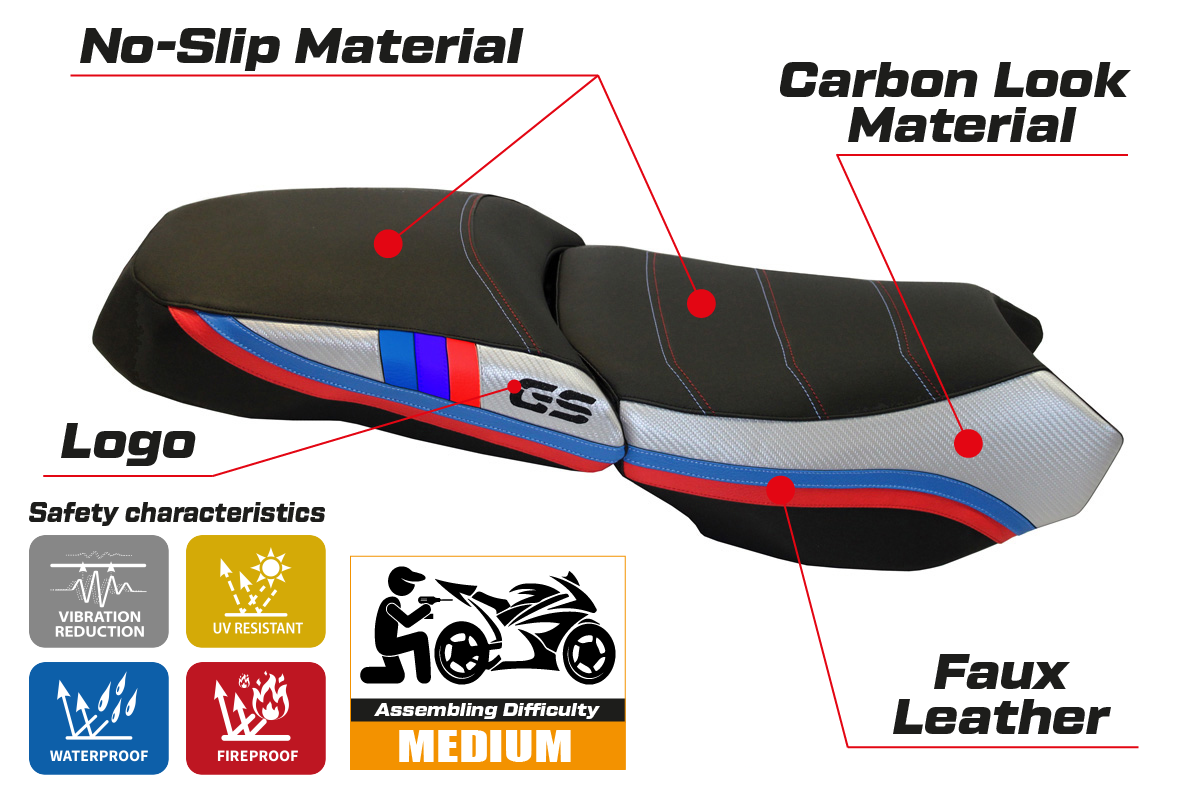 BMW R1200GS Adventure 2013-2018 Seat Cover Tappezzeria Italia in Silver