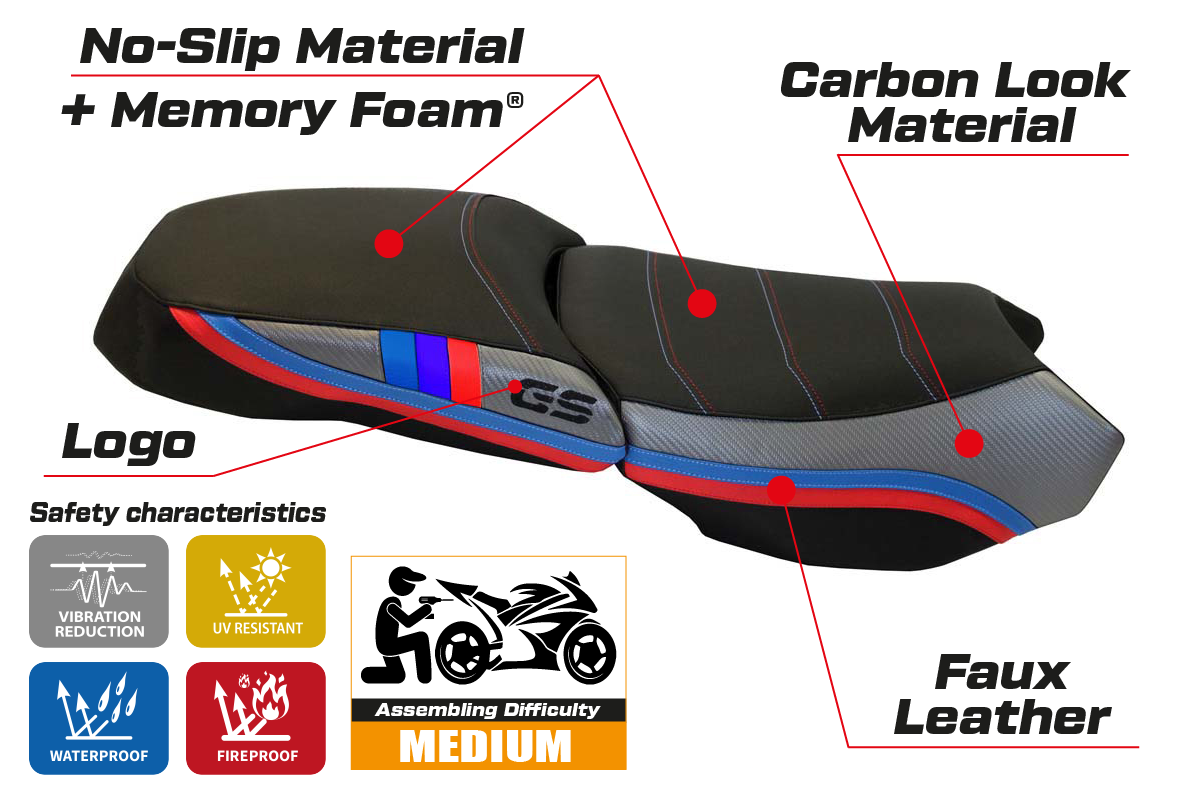 BMW R1200GS Adventure 2013-2018 Comfort Heated Seat Cover Tappezzeria Italia in Grey