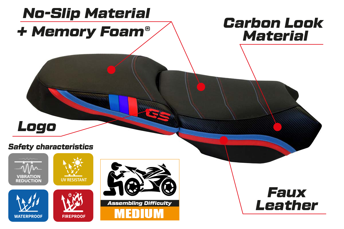 BMW R1200GS Adventure 2013-2018 Seat Cover Tappezzeria Italia Comfort in Black