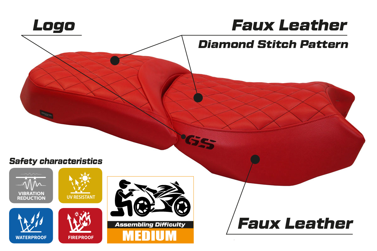 BMW R1200GS Adventure 2013-2018 Seat Cover Tappezzeria Italia in Diamond Red