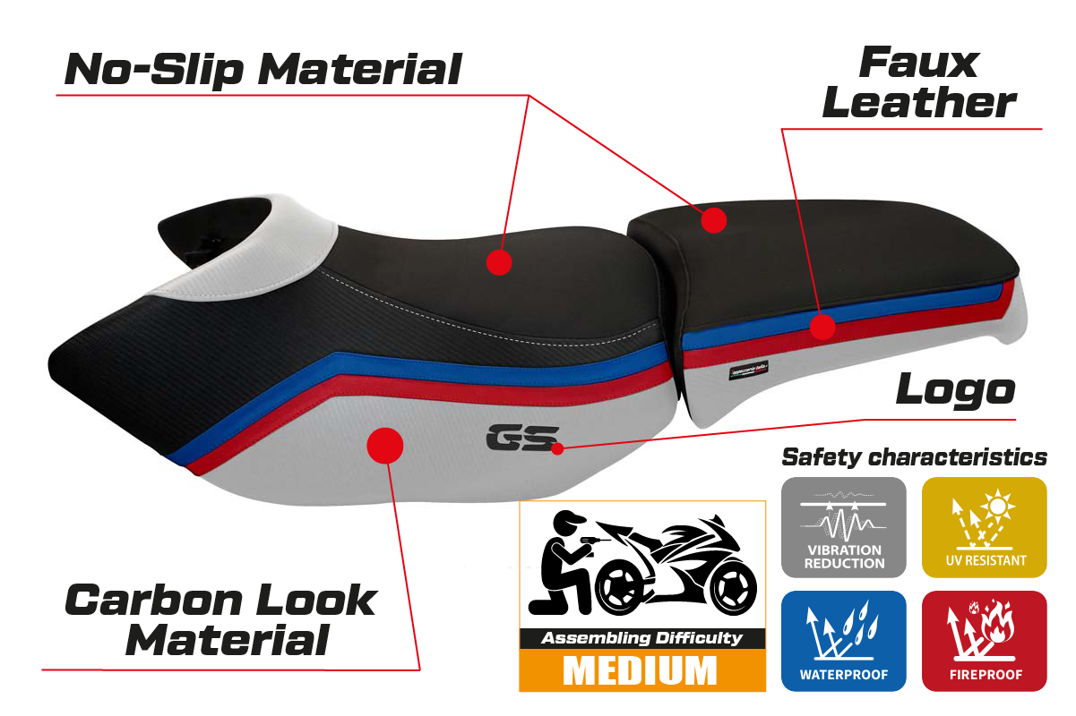 BMW R1200GS Adventure 2006-2012 Seat Cover Tappezzeria Italia in White SE