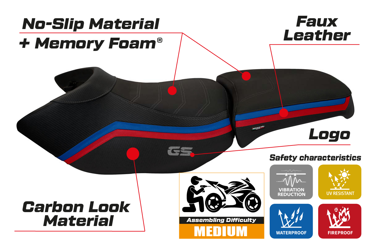 BMW R1200GS Adventure 2006-2012 Seat Cover Tappezzeria Italia Comfort in Black SE