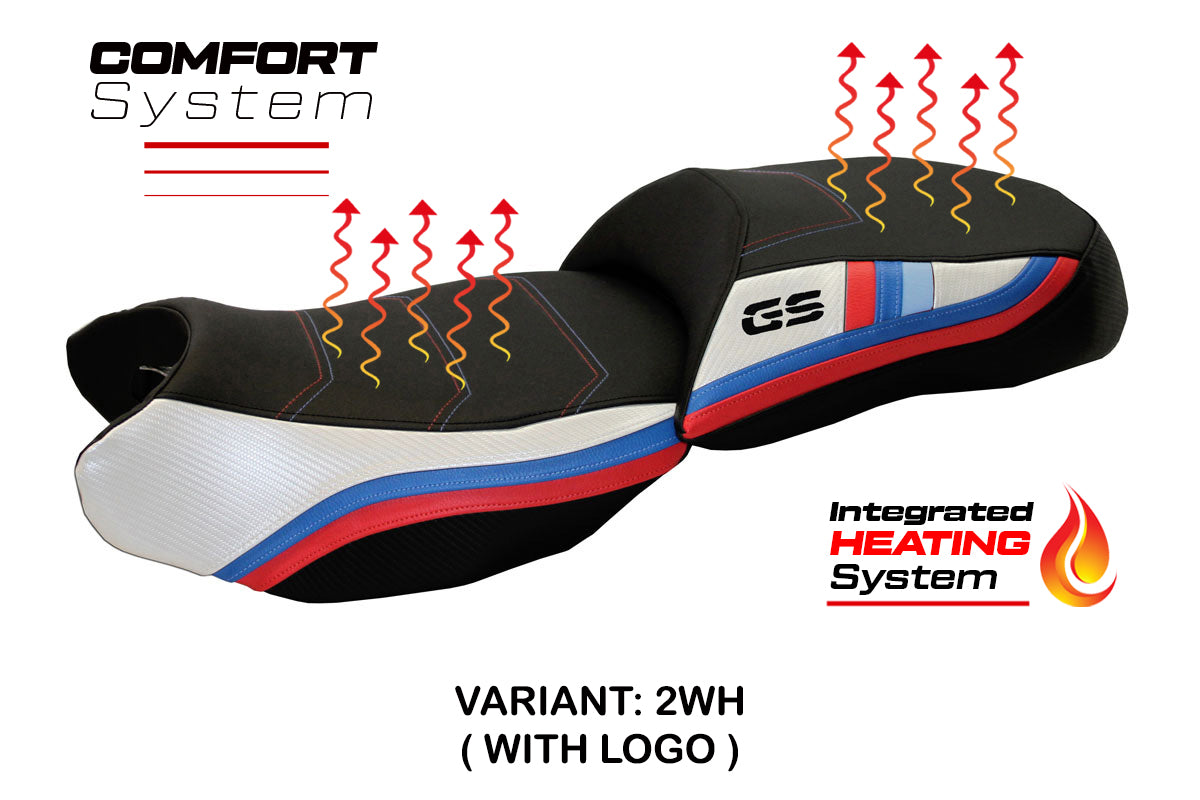 BMW R1200GS 2013-2018 Seat Cover Tappezzeria Italia Comfort Heated in White and Black