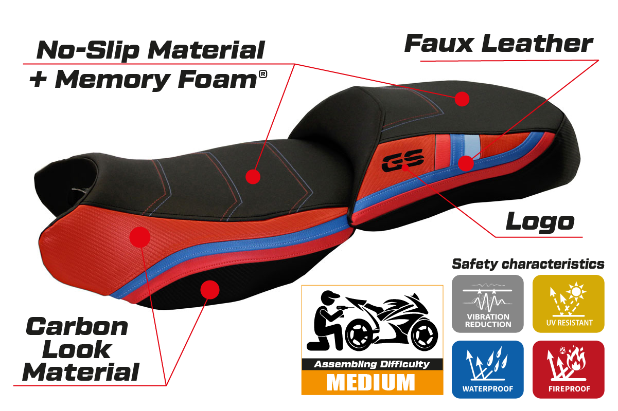 BMW R1200GS 2013-2018 Seat Cover Tappezzeria Italia Comfort in Red