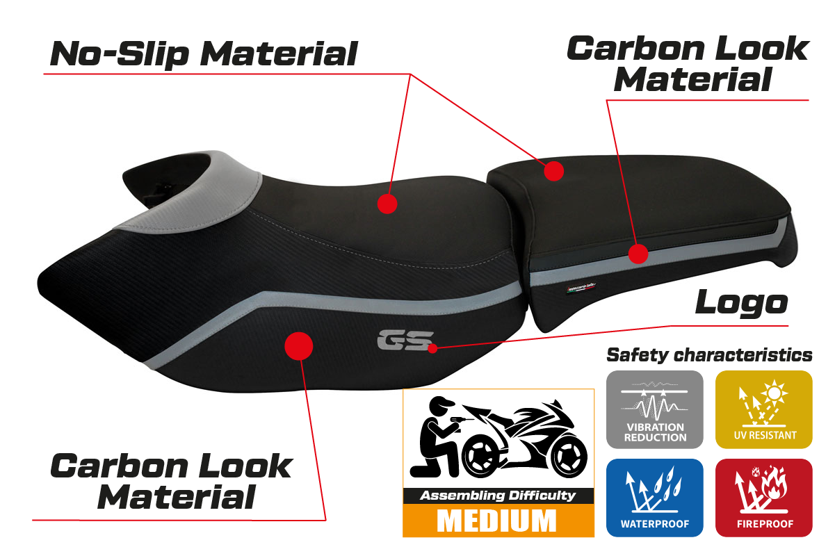 BMW R1200GS Adventure 2006-2012 Seat Cover Tappezzeria Italia in Silver